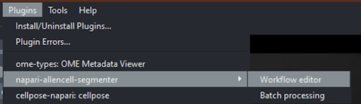 Workflow editor for Allen Cell Segmenter in napari viewer