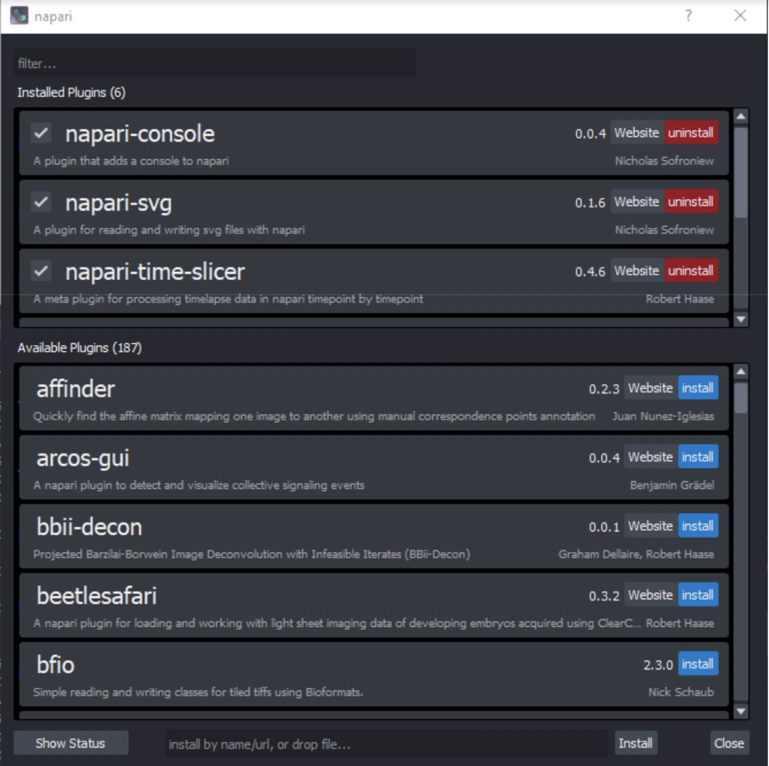 napari plugin menu